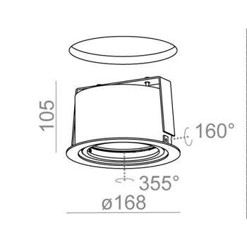 Lampa wewnętrzna, wpuszczana Aqform Ring 111 recessed 12