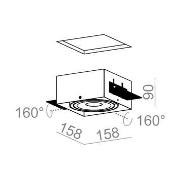 Lampa wewnętrzna, wpuszczana Aqform Squares 111x1 QRLED trimless recessed 03