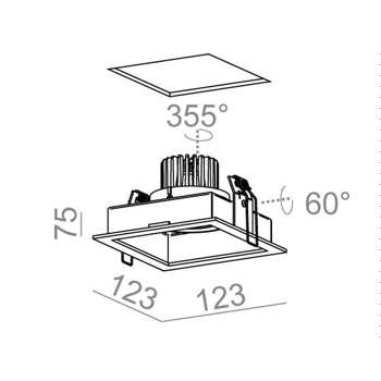 Lampa wewnętrzna, wpuszczana Aqform Squares next 50x1 LED recessed 12 