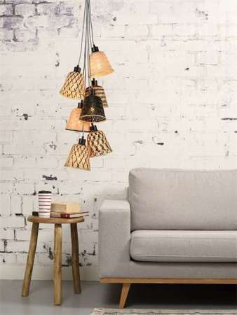 Lampa wiszaca KALIMANTAN/H7/BN splot 7 czarny/naturalny