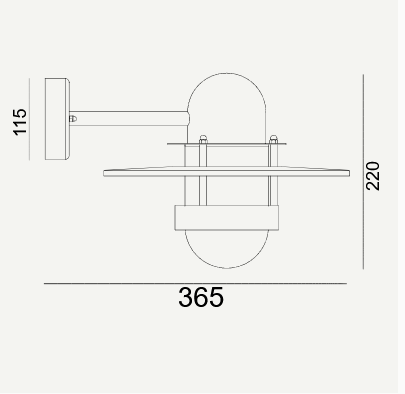 Lampa zewnętrzna, elewacyjna BERGEN 270 BLACK E27 57W, NORLYS, 270B