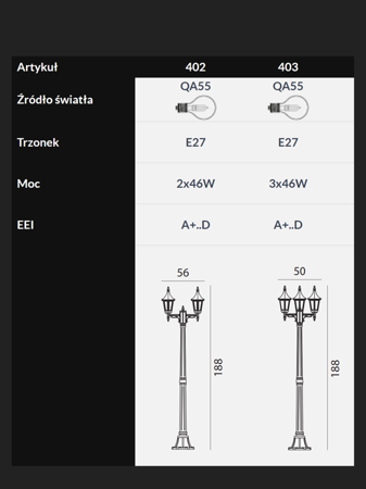 Lampa zewnętrzna, latarnia Rimini 402, biały